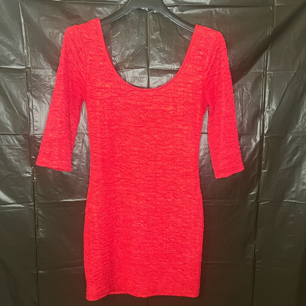 Material Girl Red Textured Mini Dress